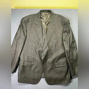 Albert Nipon Wool Silk Blend Blazer Sports Coat Mens 48 Regular Dark Gray Black